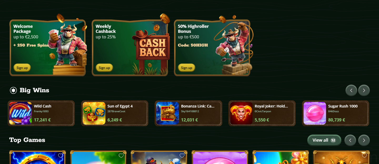Cowboyspin Casino €2,500 + 250 Free Spins